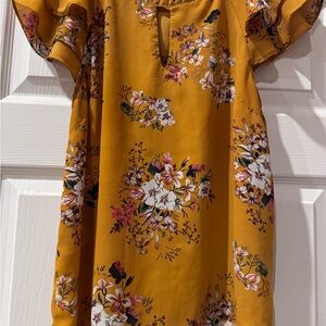 Floral Mustard Yellow Blouse